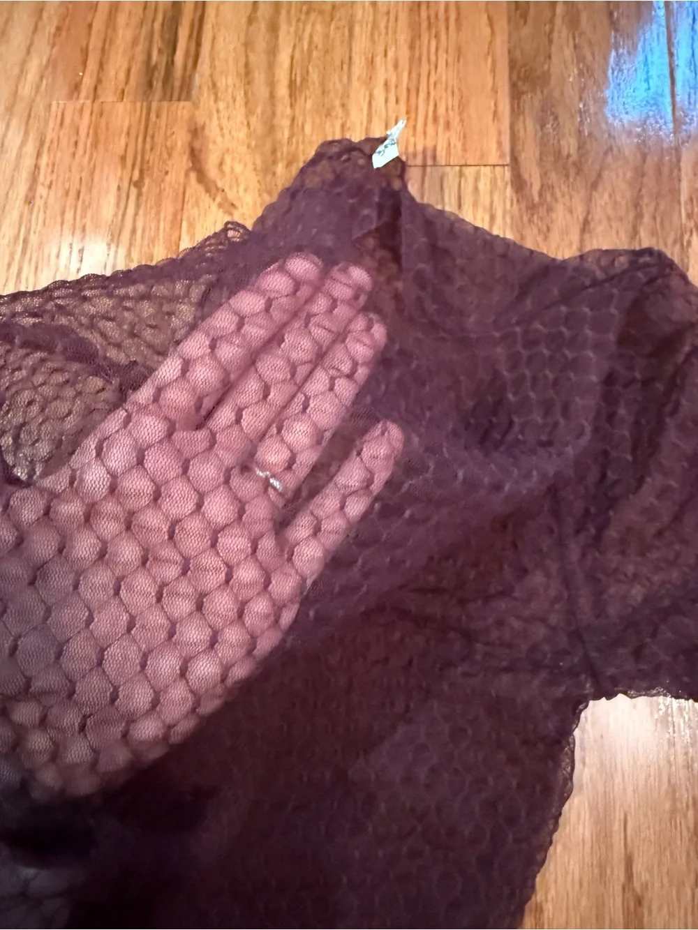 Free People Intimates Burgundy Long-Sleeve Lace Knit Top - Size M